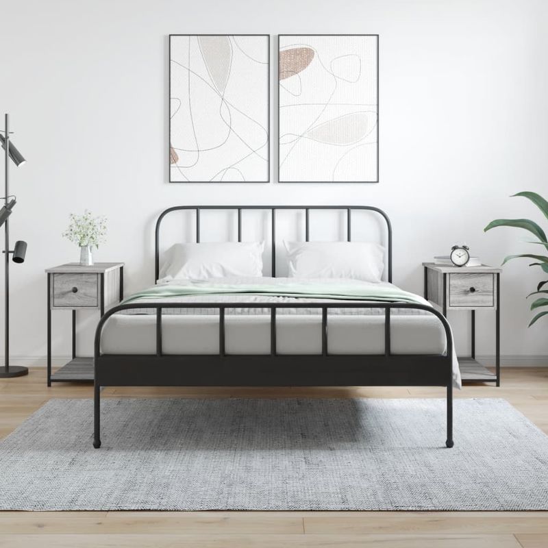 Casa si Gradina - Mobilier - Comode si corpuri - Noptiere - Noptiere, 2 buc., gri sonoma, 30x60x60 cm, lemn prelucrat - Infinity.ro