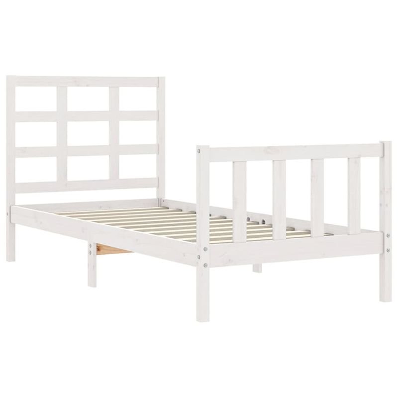 Casa si Gradina - Mobilier - Paturi si accesorii - Paturi - Cadru de pat cu tablie single mic, alb, lemn masiv - Infinity.ro
