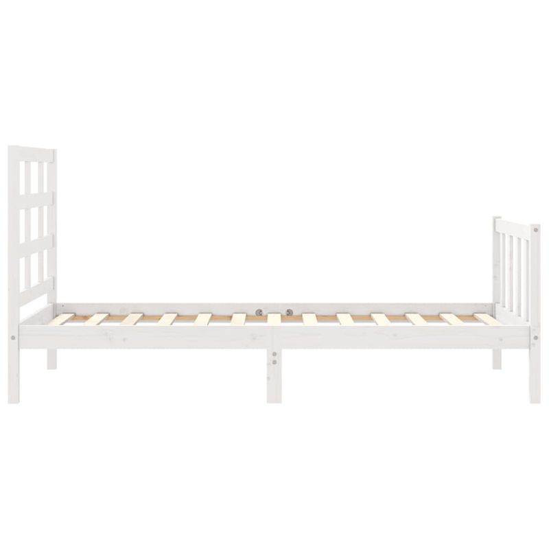 Casa si Gradina - Mobilier - Paturi si accesorii - Paturi - Cadru de pat cu tablie single mic, alb, lemn masiv - Infinity.ro