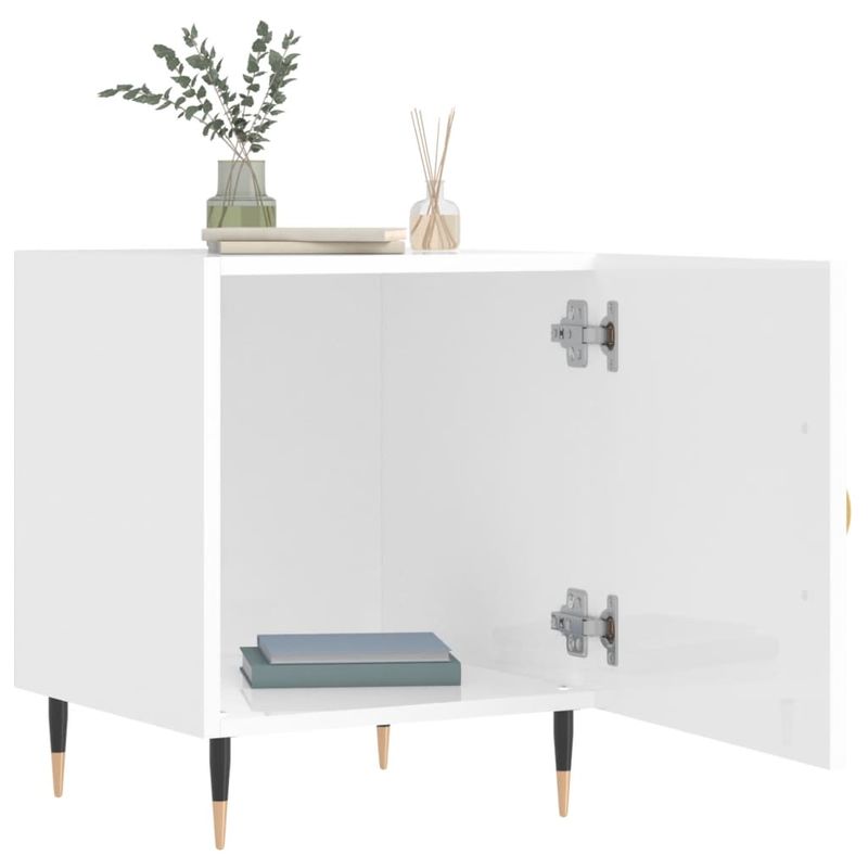 Casa si Gradina - Mobilier - Comode si corpuri - Noptiere - Noptiere, 2 buc., alb extralucios, 40x40x50 cm, lemn compozit - Infinity.ro