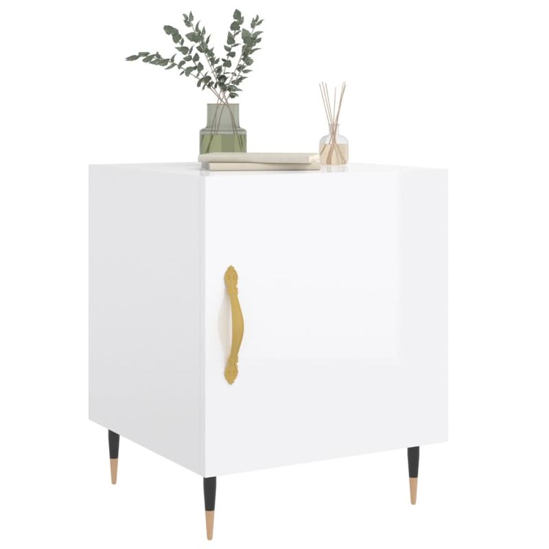Casa si Gradina - Mobilier - Comode si corpuri - Noptiere - Noptiere, 2 buc., alb extralucios, 40x40x50 cm, lemn compozit - Infinity.ro