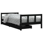 Casa si Gradina - Mobilier - Mobilier copii - Patuturi copii - Cadru de pat copii cu sertare, negru, 90x190 cm, lemn masiv pin - Infinity.ro