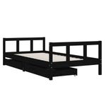 Casa si Gradina - Mobilier - Mobilier copii - Patuturi copii - Cadru de pat copii cu sertare, negru, 90x190 cm, lemn masiv pin - Infinity.ro