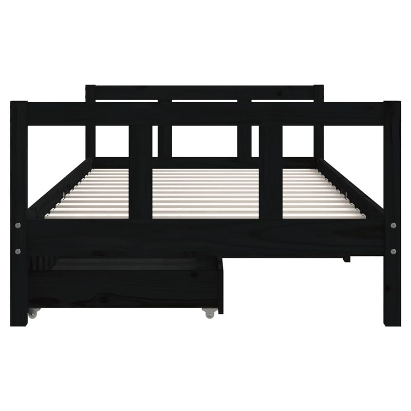 Casa si Gradina - Mobilier - Mobilier copii - Patuturi copii - Cadru de pat copii cu sertare, negru, 90x190 cm, lemn masiv pin - Infinity.ro