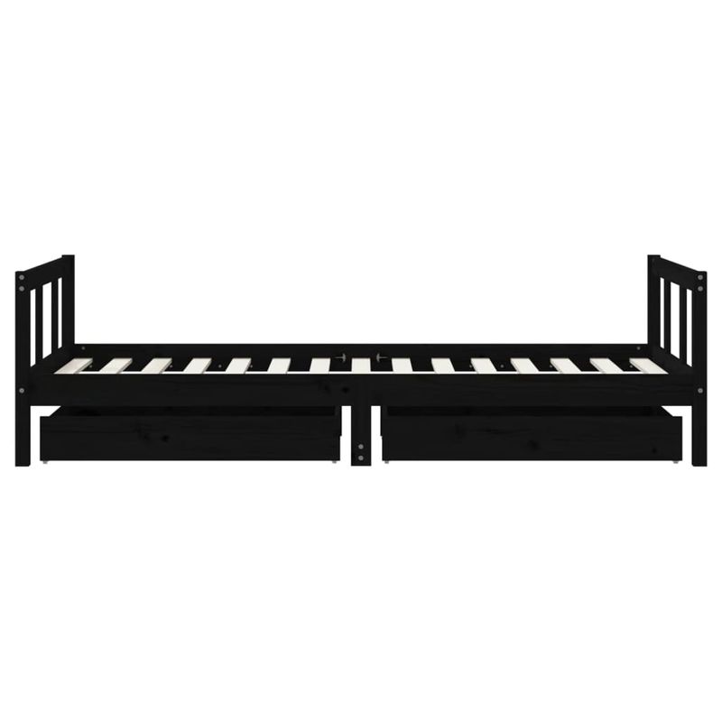 Casa si Gradina - Mobilier - Mobilier copii - Patuturi copii - Cadru de pat copii cu sertare, negru, 90x190 cm, lemn masiv pin - Infinity.ro
