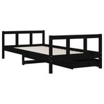 Casa si Gradina - Mobilier - Mobilier copii - Patuturi copii - Cadru de pat copii cu sertare, negru, 90x190 cm, lemn masiv pin - Infinity.ro