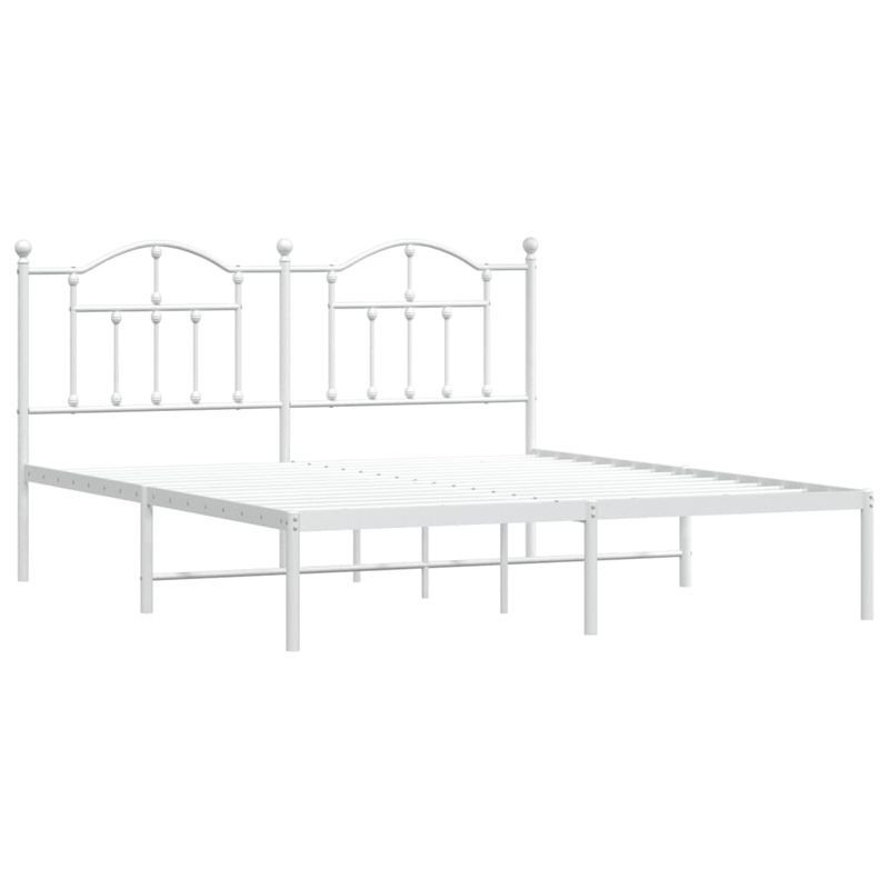Casa si Gradina - Mobilier - Paturi si accesorii - Paturi - Cadru de pat metalic cu tablie, alb, 183x213 cm - Infinity.ro