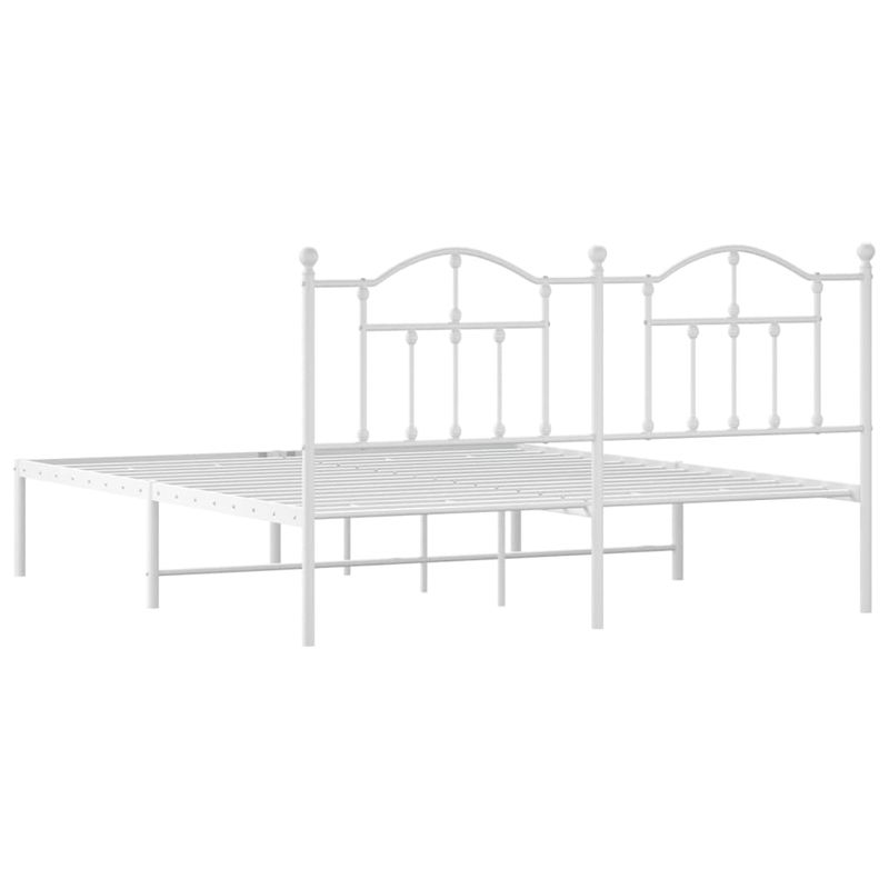 Casa si Gradina - Mobilier - Paturi si accesorii - Paturi - Cadru de pat metalic cu tablie, alb, 183x213 cm - Infinity.ro