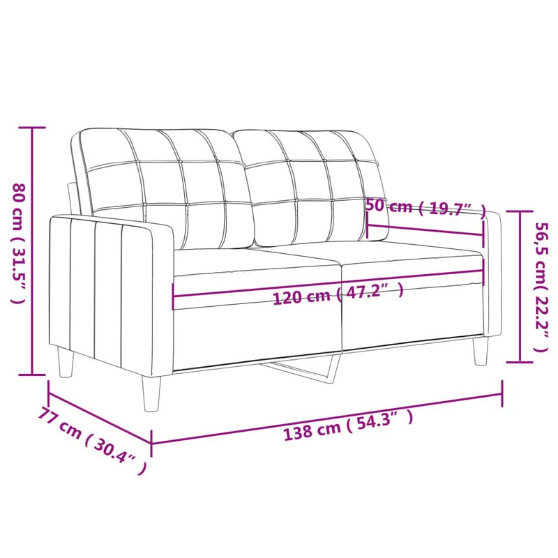 Casa si Gradina - Mobilier - Canapele si coltare - Canapele - Canapea cu 2 locuri, cappuccino, 120 cm, piele ecologica - Infinity.ro