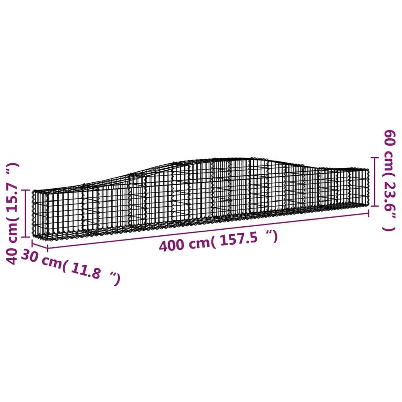 Casa si Gradina - Gradina si terasa - Garduri, panouri si accesorii - Cosuri gabion arcuite 25 buc, 400x30x40/60 cm, fier galvanizat - Infinity.ro