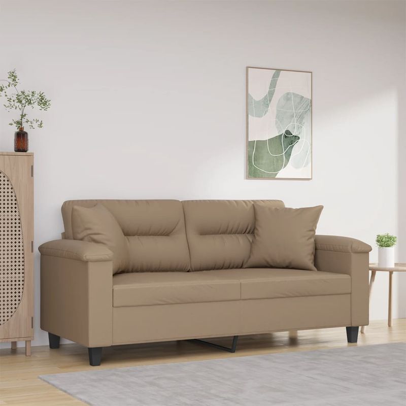 Casa si Gradina - Mobilier - Canapele si coltare - Canapele - Canapea cu 2 locuri cu pernute, cappuccino, 140 cm, piele eco. - Infinity.ro