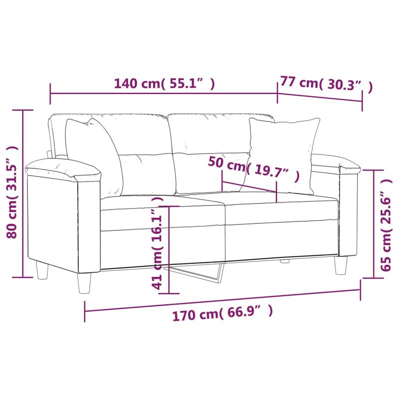 Casa si Gradina - Mobilier - Canapele si coltare - Canapele - Canapea cu 2 locuri cu pernute, cappuccino, 140 cm, piele eco. - Infinity.ro