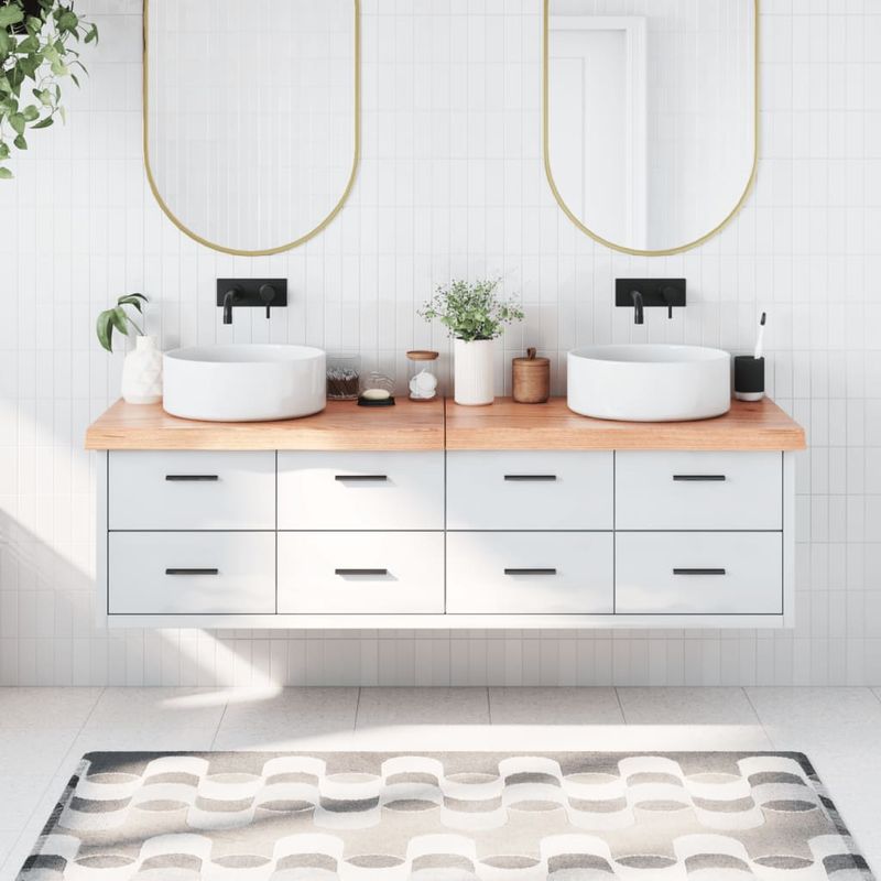Casa si Gradina - Mobilier - Mobilier baie - Blaturi baie - Blat de baie, maro deschis, 180x50x(2-6) cm, lemn masiv tratat - Infinity.ro