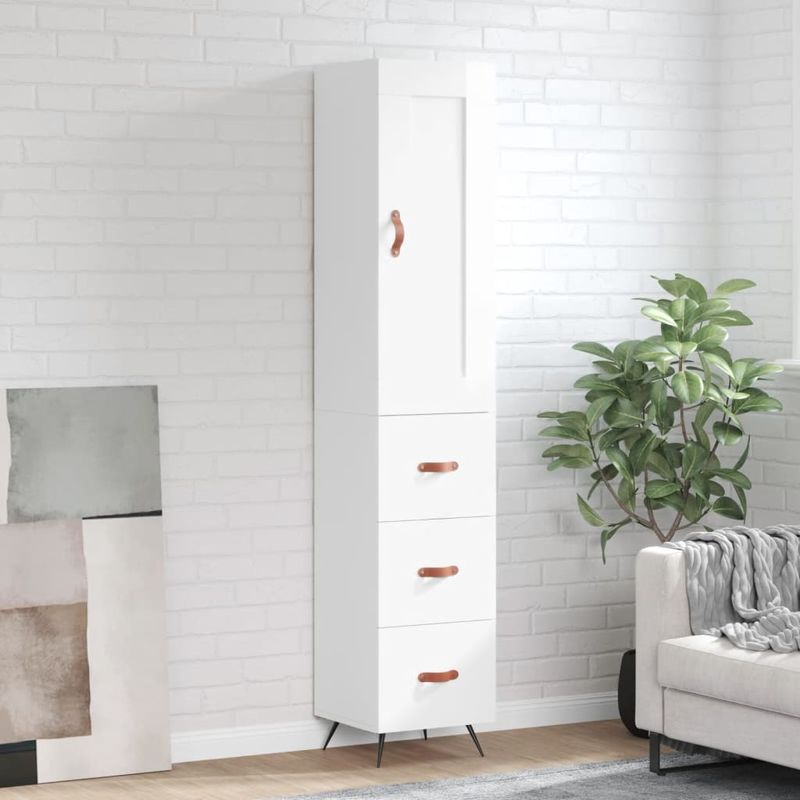Casa si Gradina - Mobilier - Comode si corpuri - Comode - Dulap inalt, alb extralucios, 34,5x34x180 cm, lemn prelucrat - Infinity.ro
