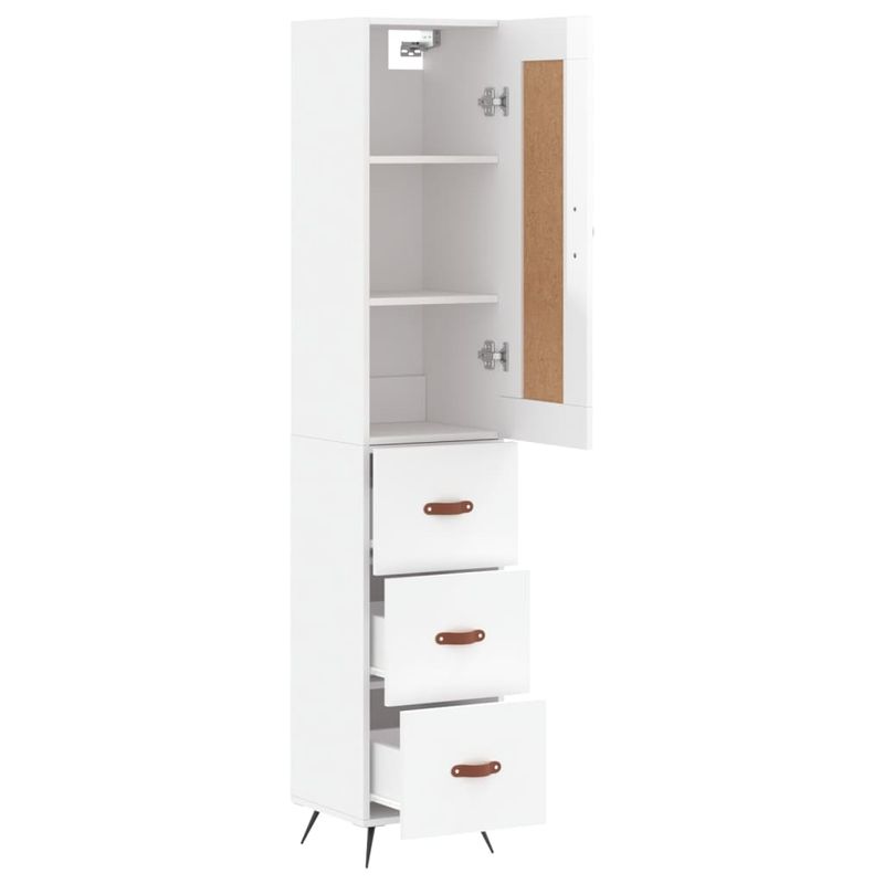 Casa si Gradina - Mobilier - Comode si corpuri - Comode - Dulap inalt, alb extralucios, 34,5x34x180 cm, lemn prelucrat - Infinity.ro