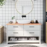 Casa si Gradina - Mobilier - Mobilier baie - Blaturi baie - Blat de baie, maro deschis, 140x40x(2-4) cm, lemn masiv tratat - Infinity.ro