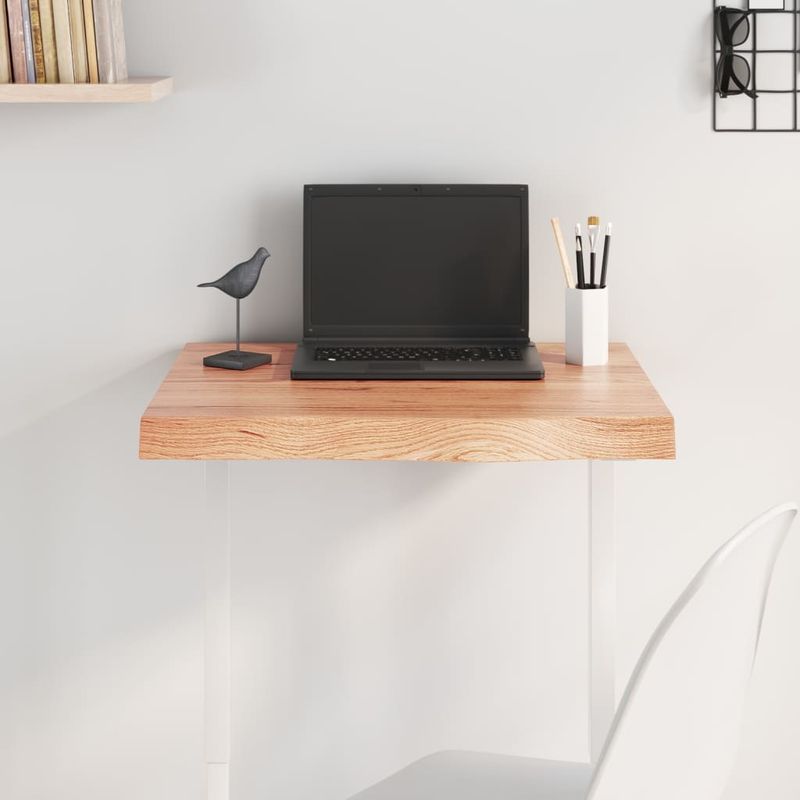 Casa si Gradina - Mobilier - Feronerie si accesorii mobila - Blat de masa maro 60x40x(2-6) cm, lemn masiv stejar tratat, maro deschis - Infinity.ro
