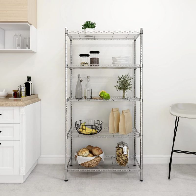 Casa si Gradina - Mobilier - Biblioteci si rafturi - Rafturi - Raft de depozitare, 5 niveluri, 90 x 35 x 180 cm, crom, 250 kg - Infinity.ro