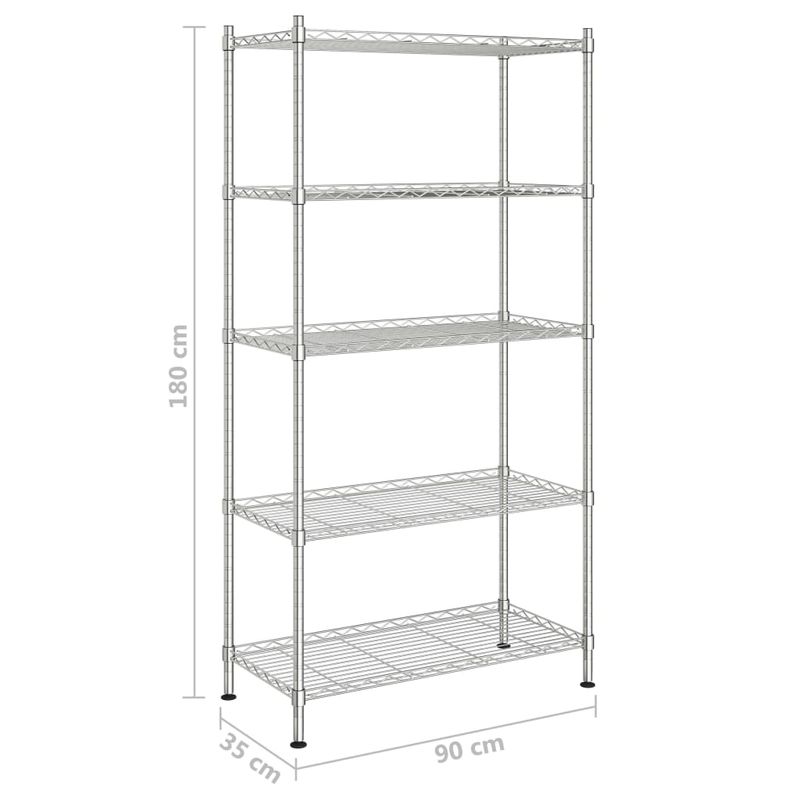 Casa si Gradina - Mobilier - Biblioteci si rafturi - Rafturi - Raft de depozitare, 5 niveluri, 90 x 35 x 180 cm, crom, 250 kg - Infinity.ro