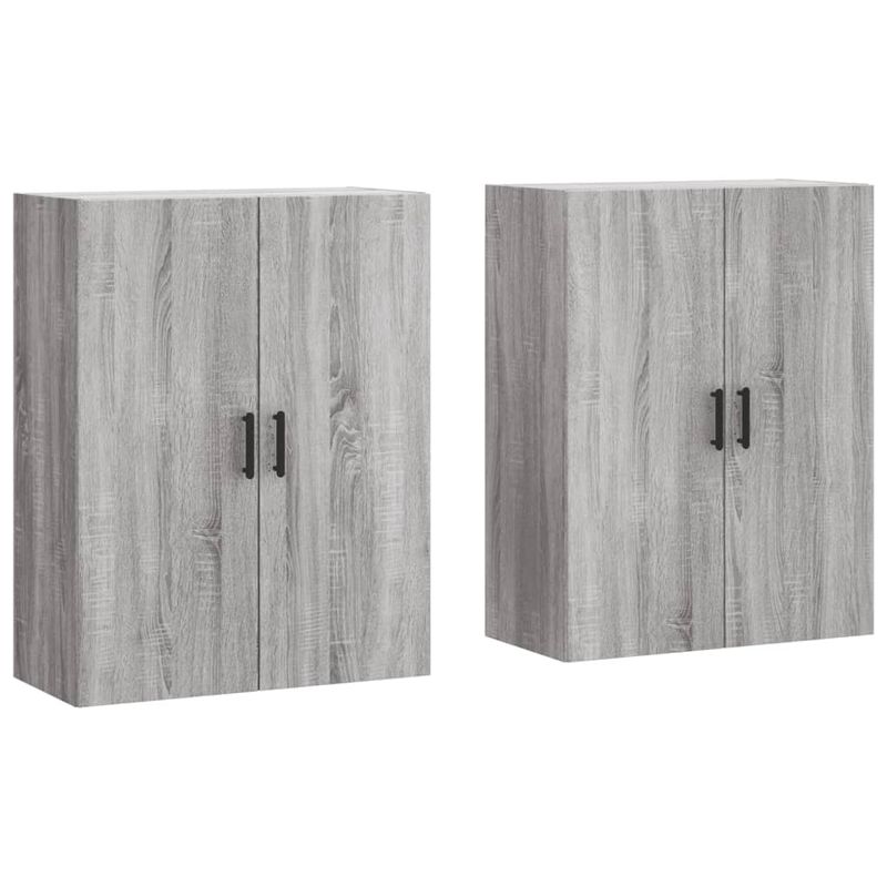 Casa si Gradina - Mobilier - Comode si corpuri - Comode - Dulapuri montate pe perete, 2 buc, gri sonoma, 69,5x34x90 cm, model negru rotund - Infinity.ro