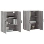 Casa si Gradina - Mobilier - Comode si corpuri - Comode - Dulapuri montate pe perete, 2 buc, gri sonoma, 69,5x34x90 cm, model negru rotund - Infinity.ro
