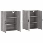 Casa si Gradina - Mobilier - Comode si corpuri - Comode - Dulapuri montate pe perete, 2 buc, gri sonoma, 69,5x34x90 cm, model negru rotund - Infinity.ro