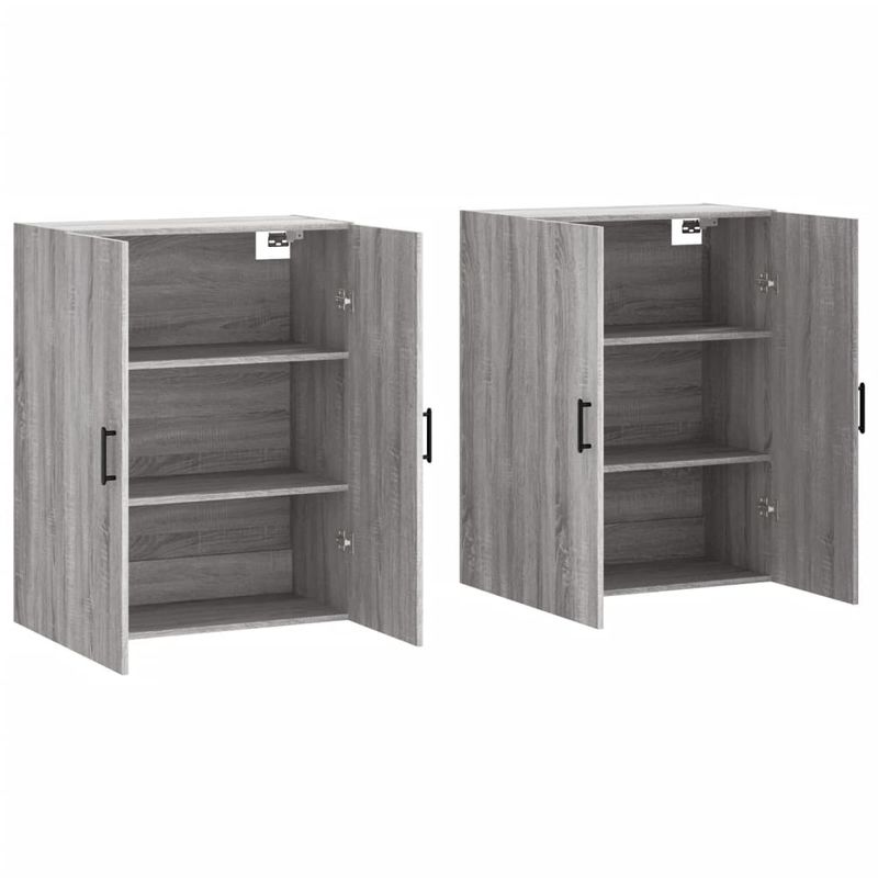 Casa si Gradina - Mobilier - Comode si corpuri - Comode - Dulapuri montate pe perete, 2 buc, gri sonoma, 69,5x34x90 cm, model negru rotund - Infinity.ro