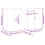 Casa si Gradina - Mobilier - Comode si corpuri - Comode - Dulapuri montate pe perete, 2 buc, gri sonoma, 69,5x34x90 cm, model negru rotund - Infinity.ro