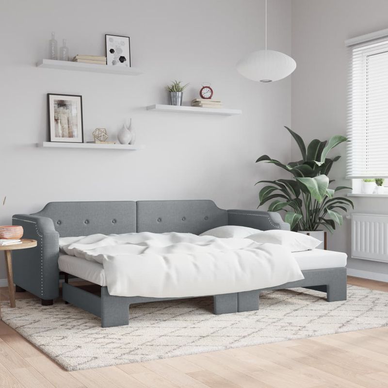 Casa si Gradina - Mobilier - Paturi si accesorii - Paturi - Pat de zi cu extensie, gri deschis, 80x200 cm, textil - Infinity.ro