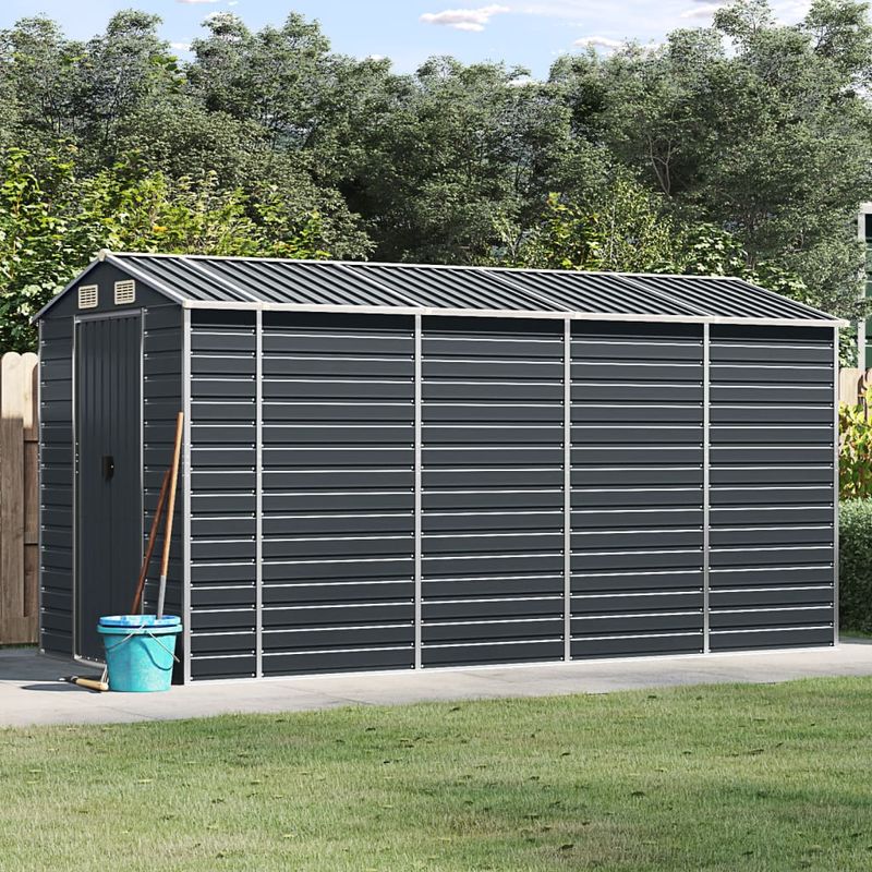 Casa si Gradina - Gradina si terasa - Casute de gradina - Sopron de gradina, antracit, 191x385x198 cm, otel galvanizat - Infinity.ro