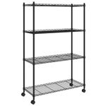 Casa si Gradina - Mobilier - Biblioteci si rafturi - Rafturi - Raft depozitare cu roti 4 niveluri negru 90x35x142 cm 200 kg - Infinity.ro