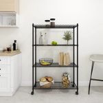Casa si Gradina - Mobilier - Biblioteci si rafturi - Rafturi - Raft depozitare cu roti 4 niveluri negru 90x35x142 cm 200 kg - Infinity.ro