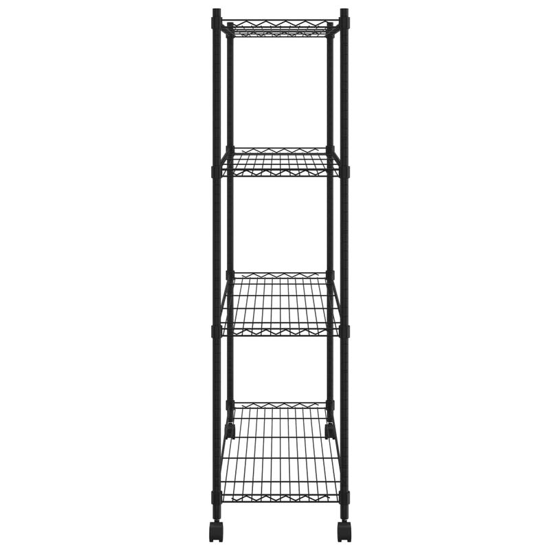 Casa si Gradina - Mobilier - Biblioteci si rafturi - Rafturi - Raft depozitare cu roti 4 niveluri negru 90x35x142 cm 200 kg - Infinity.ro