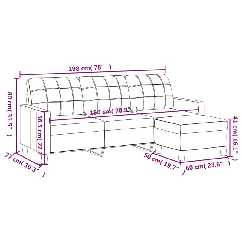 Casa si Gradina - Mobilier - Canapele si coltare - Canapele - Canapea cu 3 locuri / taburet cappuccino 180 cm piele ecologica - Infinity.ro