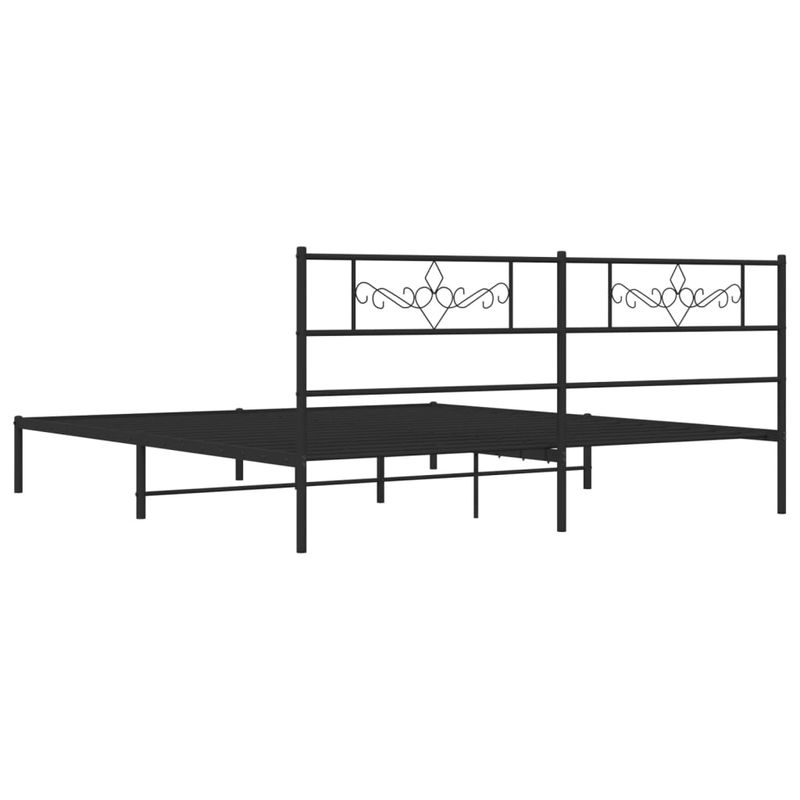 Casa si Gradina - Mobilier - Paturi si accesorii - Paturi - Cadru de pat metalic cu tablie, negru, 180x200 cm - Infinity.ro