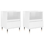 Casa si Gradina - Mobilier - Comode si corpuri - Noptiere - Noptiere, 2 buc., alb extralucios, 40x35x50 cm, lemn compozit - Infinity.ro