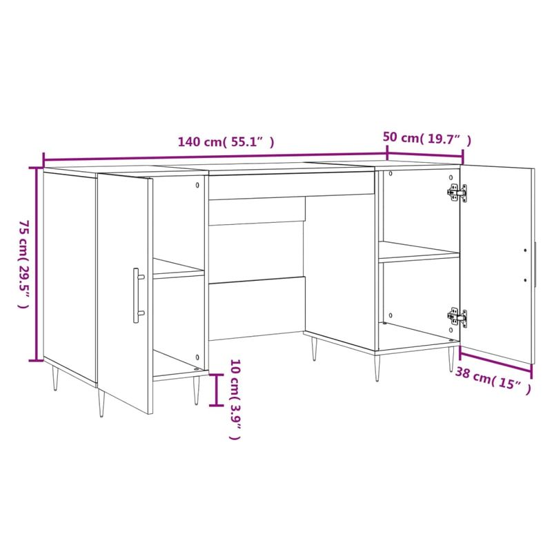 Casa si Gradina - Mobilier - Mese si birouri - Birouri - Birou, alb, 140x50x75 cm, lemn compozit - Infinity.ro