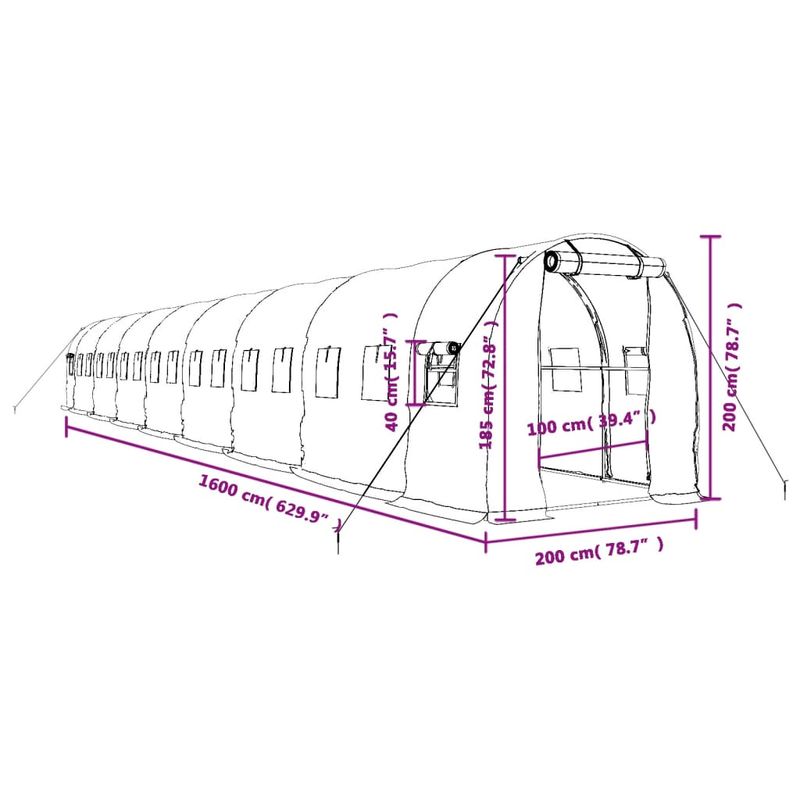 Casa si Gradina - Gradinarit si plante - Sere si solarii - Sera cu cadru din otel, alb, 32 m², 16x2x2 m - Infinity.ro
