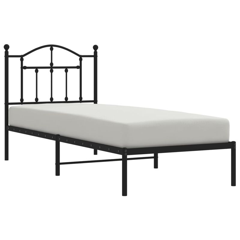 Casa si Gradina - Mobilier - Paturi si accesorii - Paturi - Cadru pat metalic cu tablie, negru, 90x200 cm - Infinity.ro