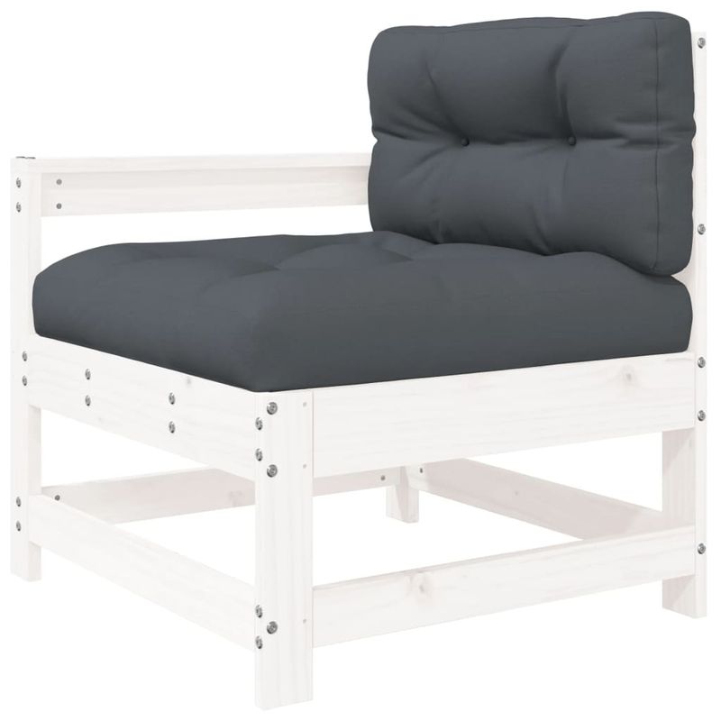 Casa si Gradina - Gradina si terasa - Mobilier exterior - Seturi mobila gradina - Set mobilier de gradina cu perne, 7 piese, alb, lemn masiv - Infinity.ro