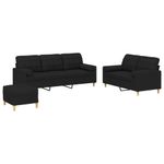 Casa si Gradina - Mobilier - Seturi de mobilier - Seturi living - Set de canapele cu perne, 3 piese, negru, textil - Infinity.ro
