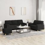 Casa si Gradina - Mobilier - Seturi de mobilier - Seturi living - Set de canapele cu perne, 3 piese, negru, textil - Infinity.ro