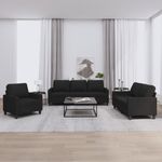 Casa si Gradina - Mobilier - Seturi de mobilier - Seturi living - Set de canapele cu perne, 3 piese, negru, textil - Infinity.ro