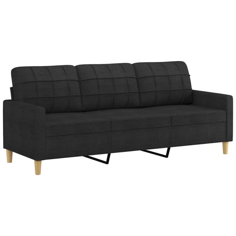 Casa si Gradina - Mobilier - Seturi de mobilier - Seturi living - Set de canapele cu perne, 3 piese, negru, textil - Infinity.ro