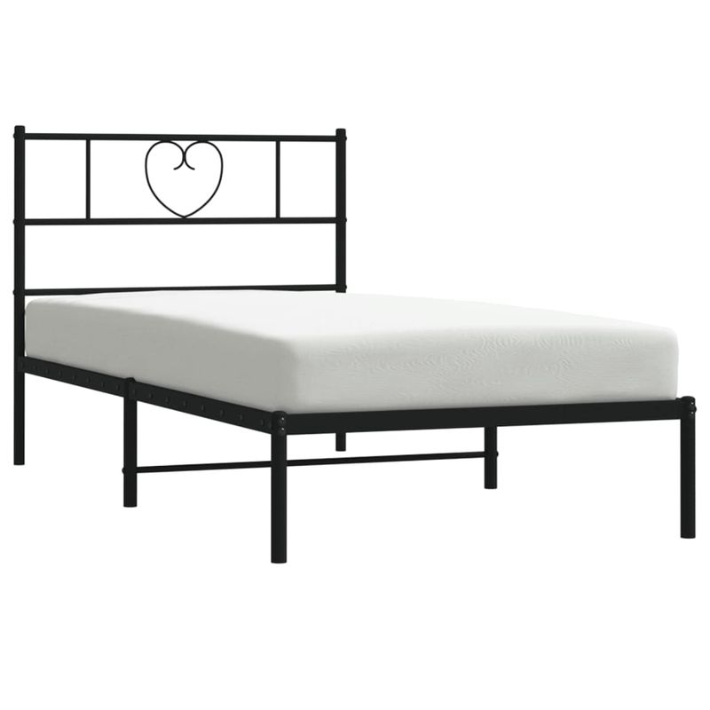 Casa si Gradina - Mobilier - Paturi si accesorii - Paturi - Cadru de pat din metal cu tablie, negru, 100x200 cm - Infinity.ro