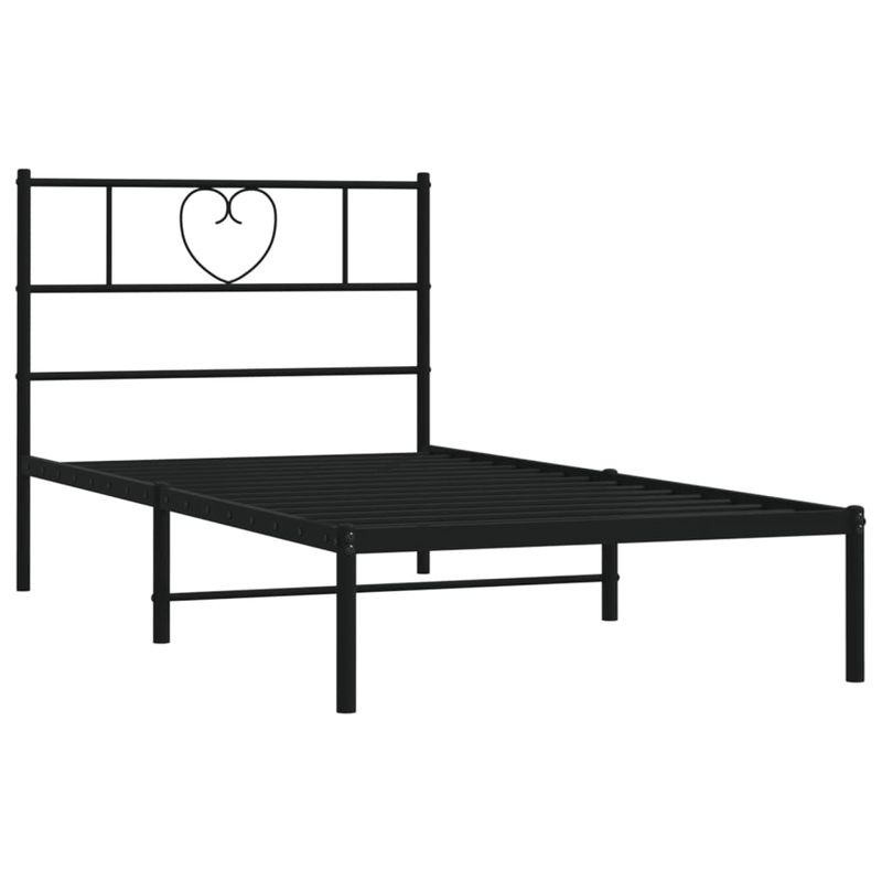 Casa si Gradina - Mobilier - Paturi si accesorii - Paturi - Cadru de pat din metal cu tablie, negru, 100x200 cm - Infinity.ro