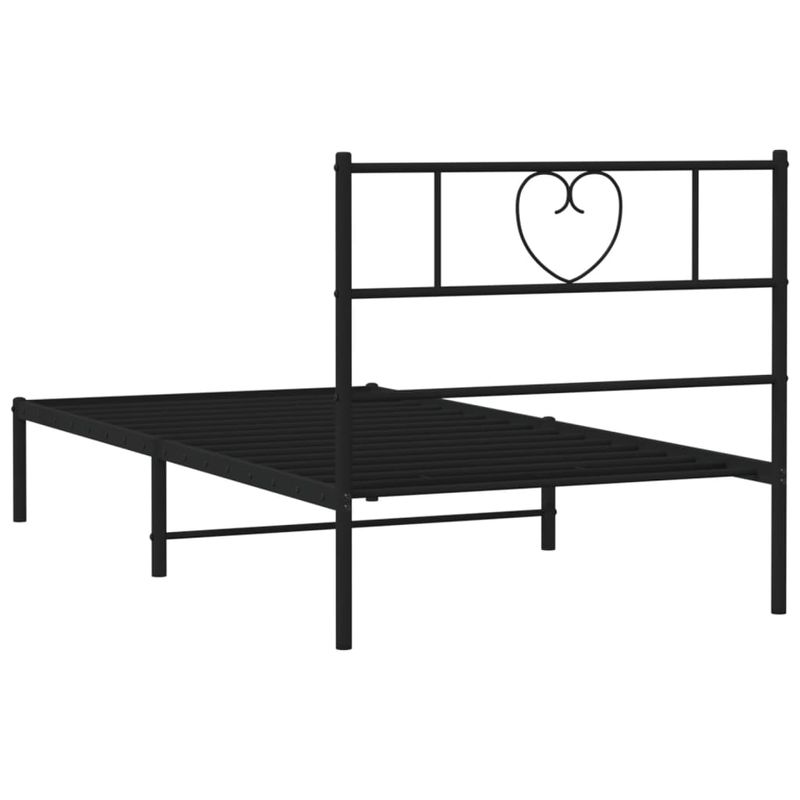 Casa si Gradina - Mobilier - Paturi si accesorii - Paturi - Cadru de pat din metal cu tablie, negru, 100x200 cm - Infinity.ro