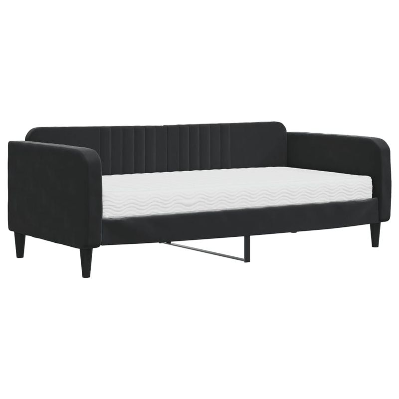 Casa si Gradina - Mobilier - Paturi si accesorii - Paturi - Pat de zi cu saltea, negru, 90x190 cm, catifea - Infinity.ro