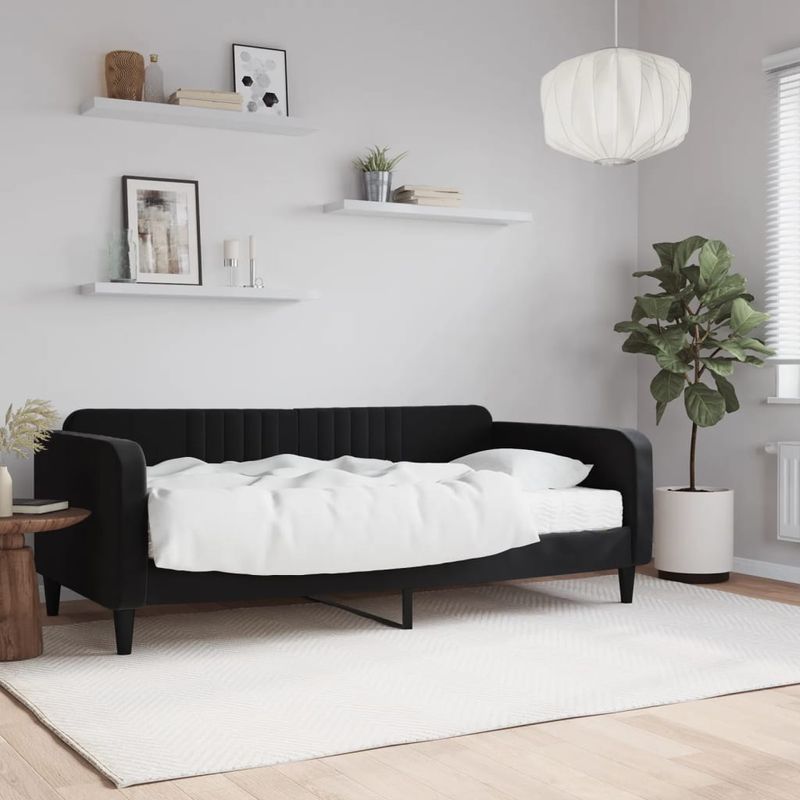 Casa si Gradina - Mobilier - Paturi si accesorii - Paturi - Pat de zi cu saltea, negru, 90x190 cm, catifea - Infinity.ro