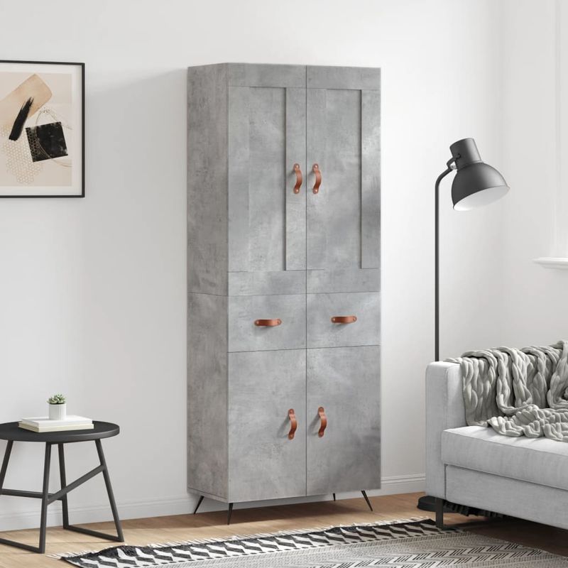 Casa si Gradina - Mobilier - Comode si corpuri - Corpuri bucatarie - Dulap inalt, gri beton, 69,5x34x180, lemn compozit - Infinity.ro